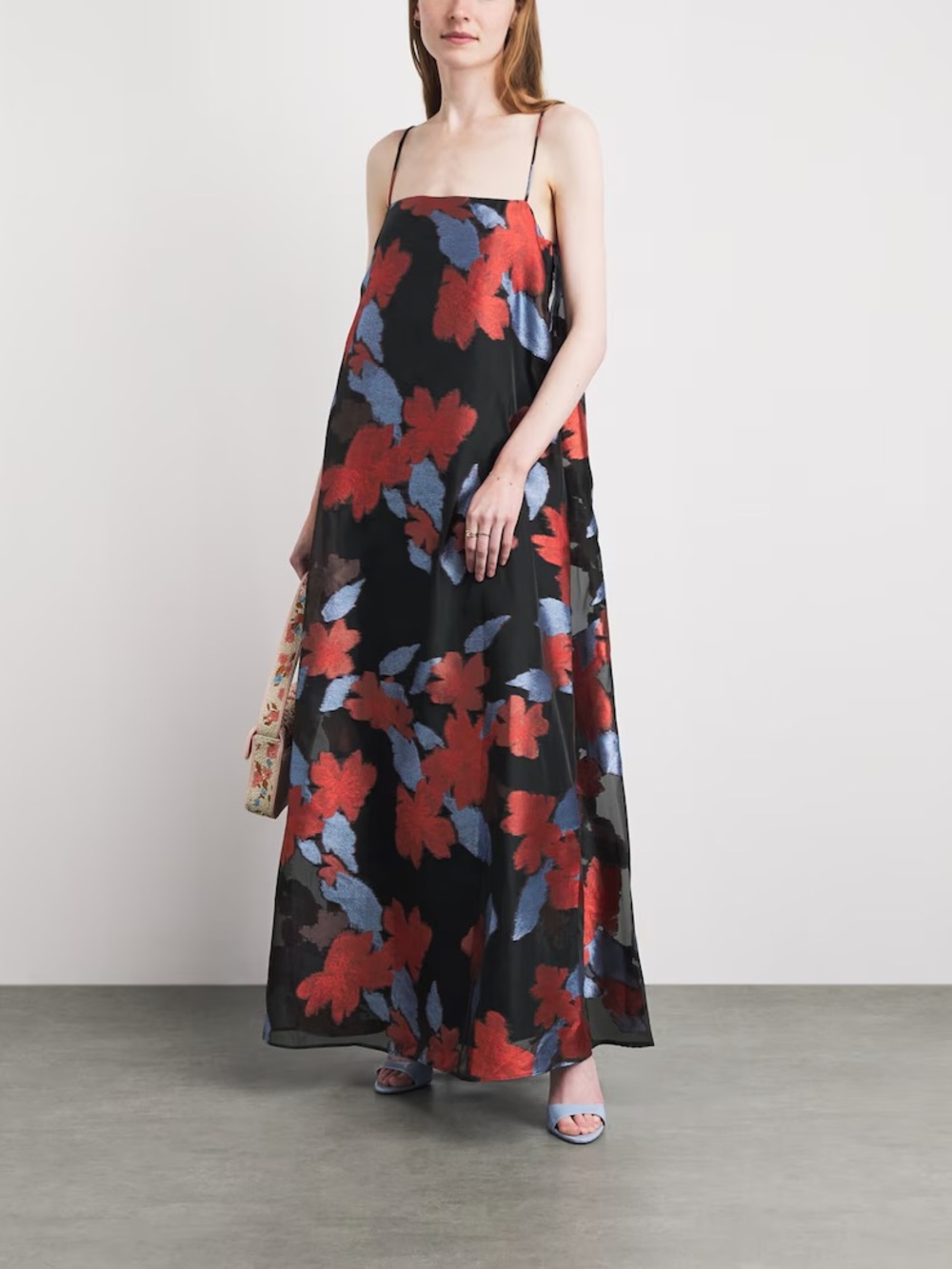 STAUD Satin Organza Delfina Maxi Dress L NWT night garden - Picture 3 of 9
